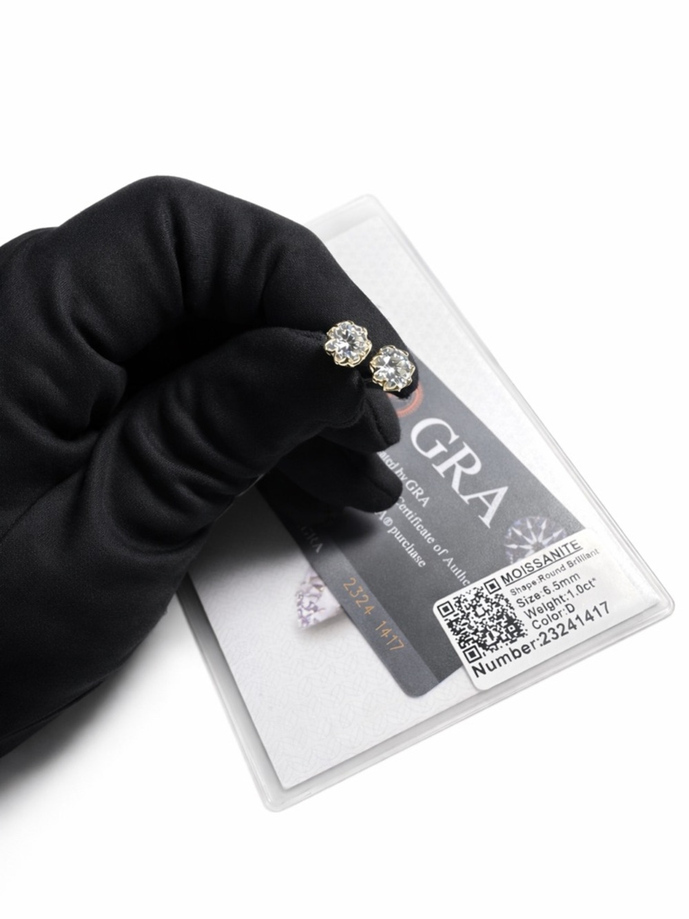 VVS Moissanite Stud Earrings 6.5mm 1CT 925 Sterling Silver/ Pass Diamond Tester.